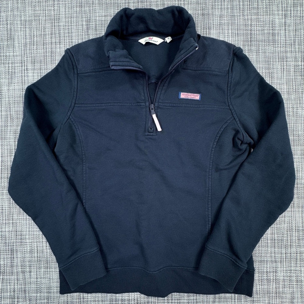 Vineyard Vines Shep Shirt Womens Medium Navy Quarter Zip Cotton Blend Fleece